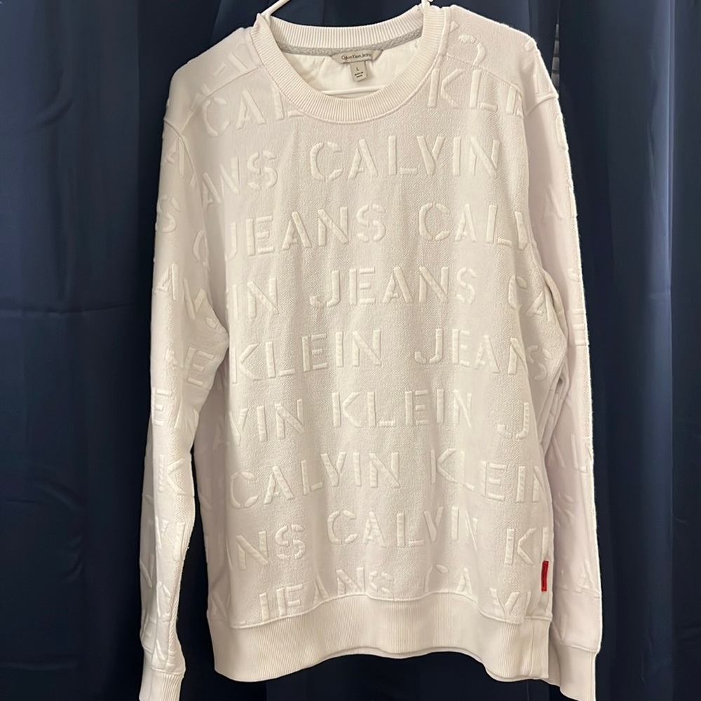 White Calvin Klein logo large sweatshirt